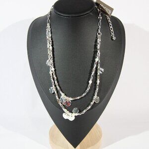 NWT Chico's Silver Tone Disk Necklace